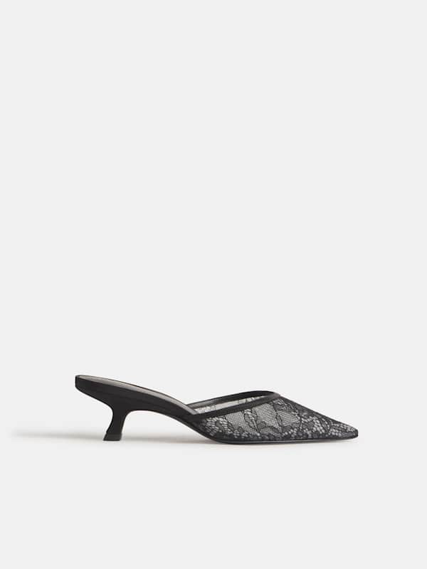 Wilda Kitten Mule - Black Lace