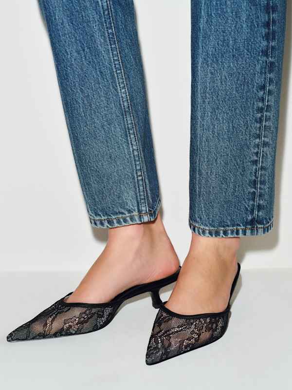 Wilda Kitten Mule - Black Lace