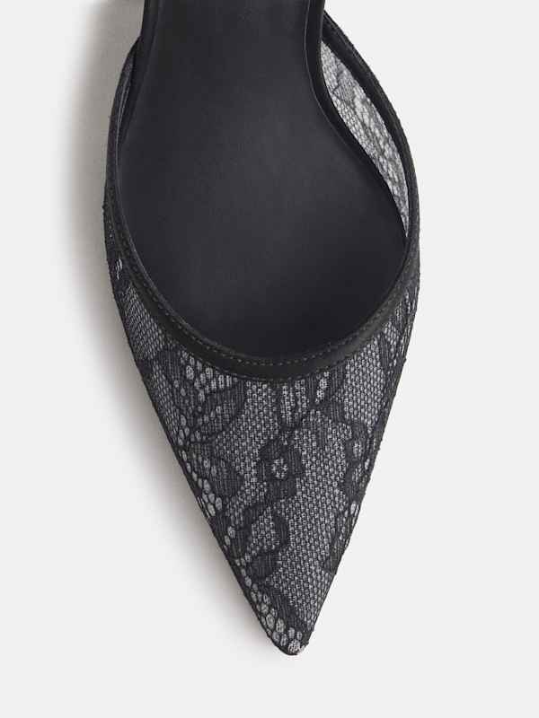 Wilda Kitten Mule - Black Lace
