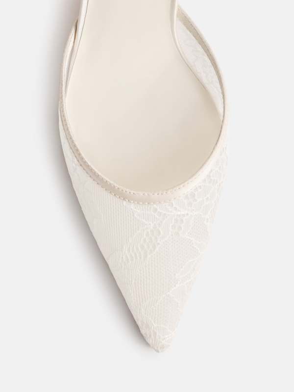 Wilda Kitten Mule - Ivory Lace