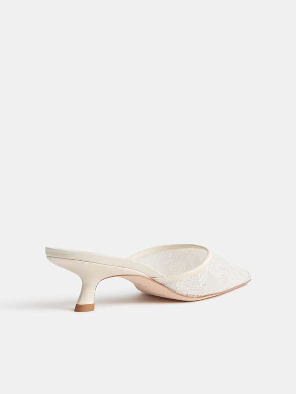 Wilda Kitten Mule - Ivory Lace