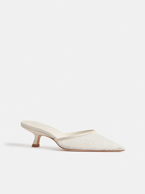 Wilda Kitten Mule - Ivory Lace
