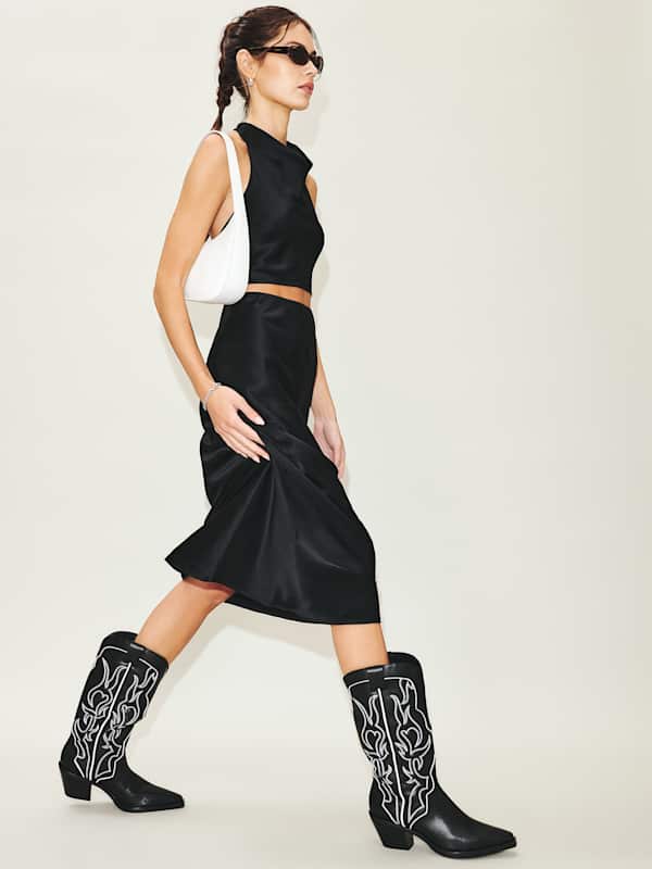 Olive Western Boot - Black / Ivory