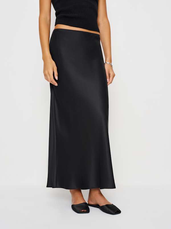 Layla Silk Skirt - Black