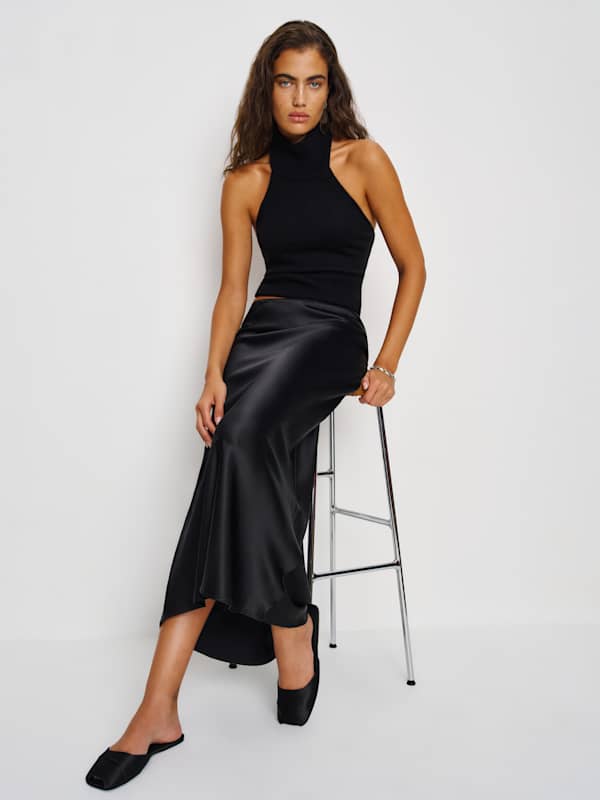 Layla Silk Skirt - Black