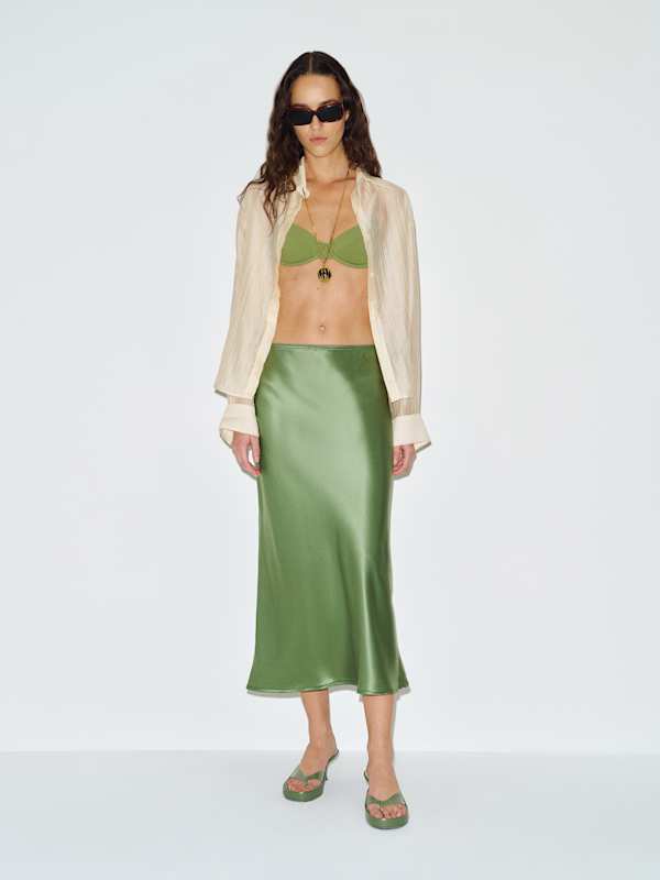 Layla Silk Skirt - Jade Green