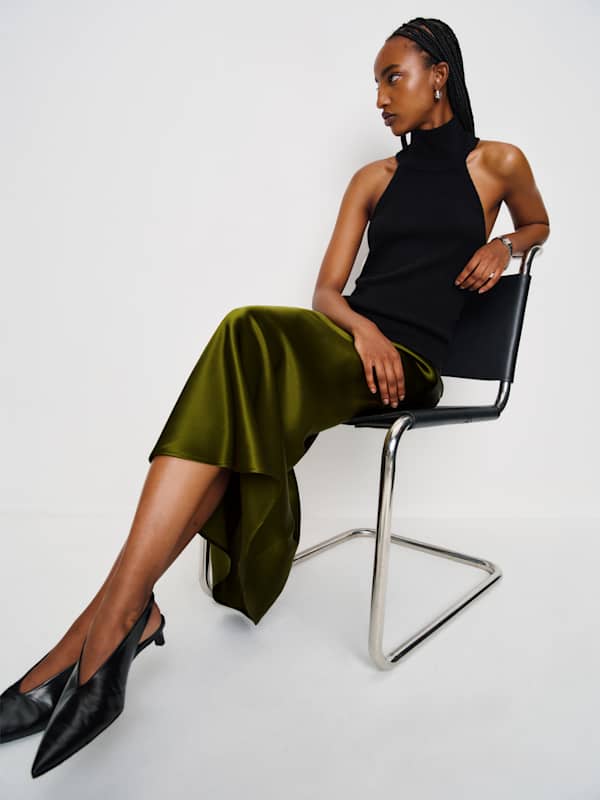 Layla Silk Skirt - Moss Garden