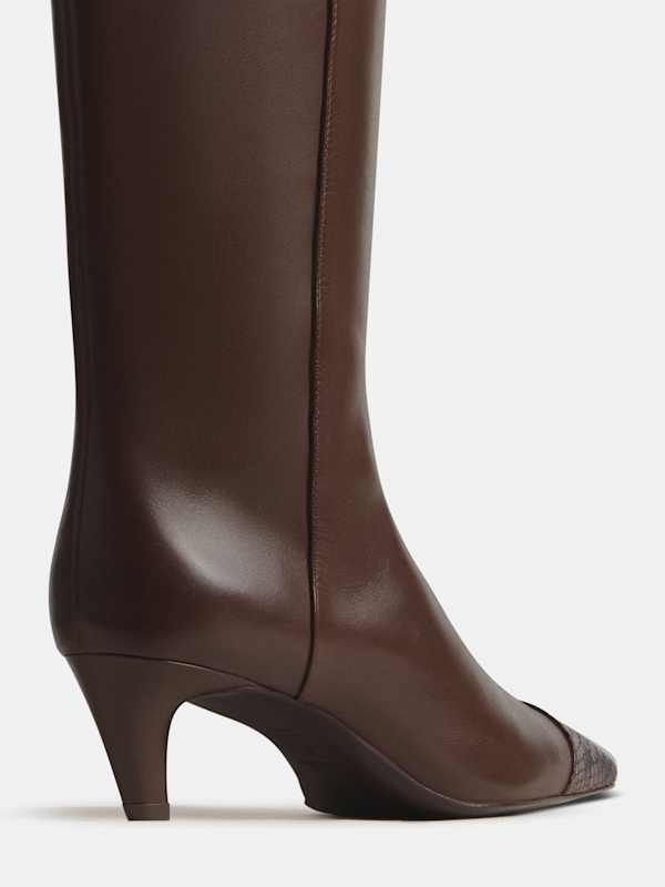 Bottes Remy - Espresso Leather Chocolate Snake