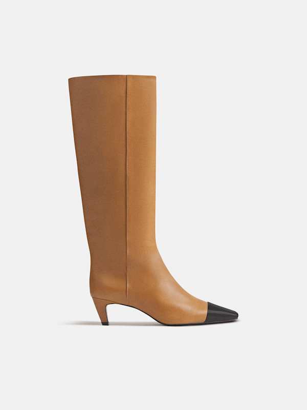 Remy Knee Boot - Sandstorm Leather Black Patent