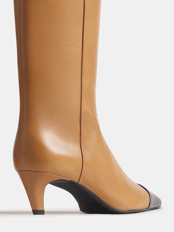 Remy Knee Boot - Sandstorm Leather Black Patent