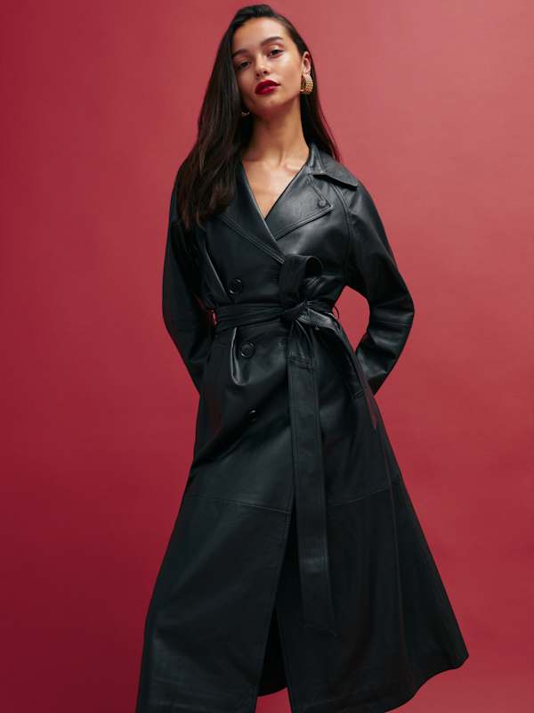 Veda Ashland Leather Trench - Black