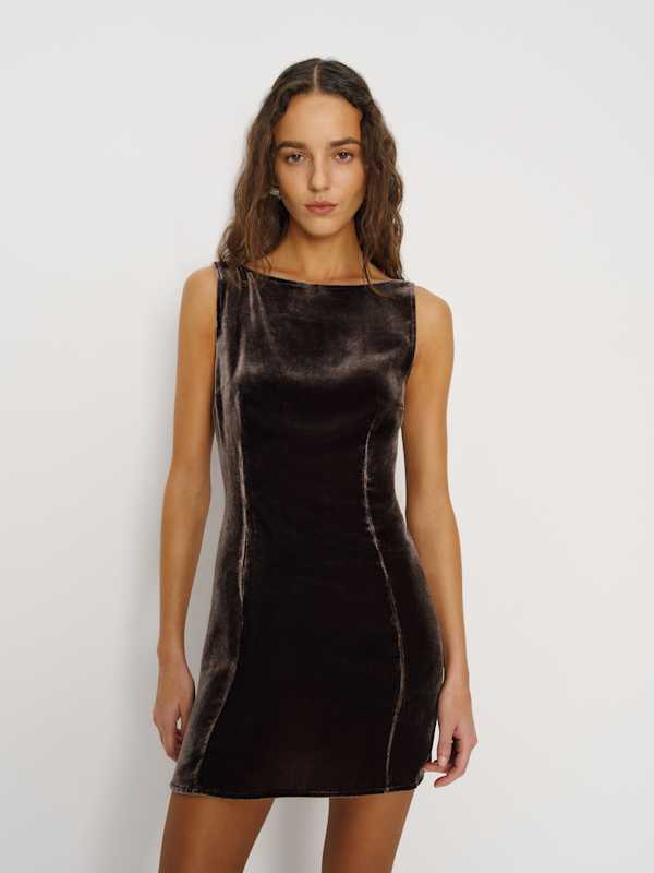 Robe en velours Brisbane - Brun
