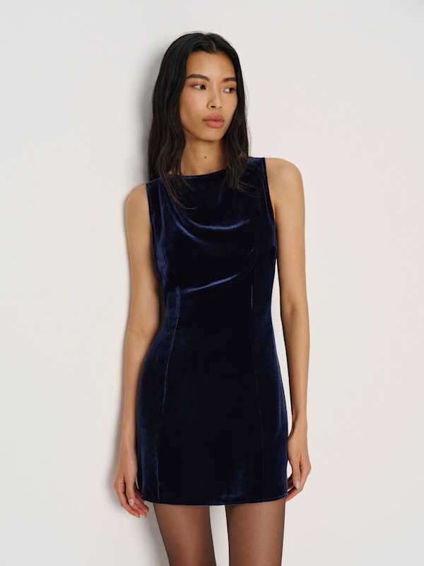 Brisbane Velvet Dress - Navy