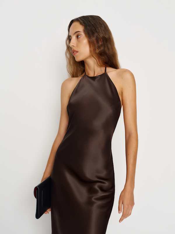 Jeany Silk Dress - Black Bean