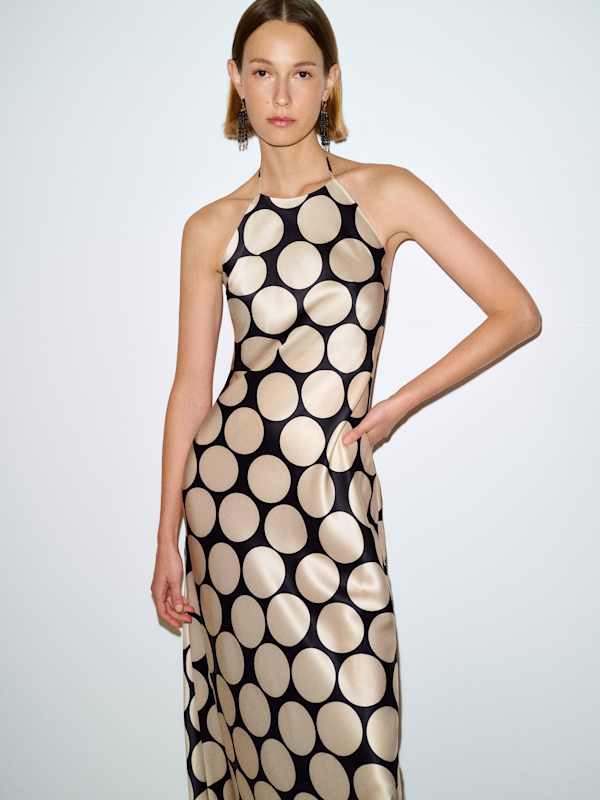 Jeany Silk Dress - Full Moon Dot