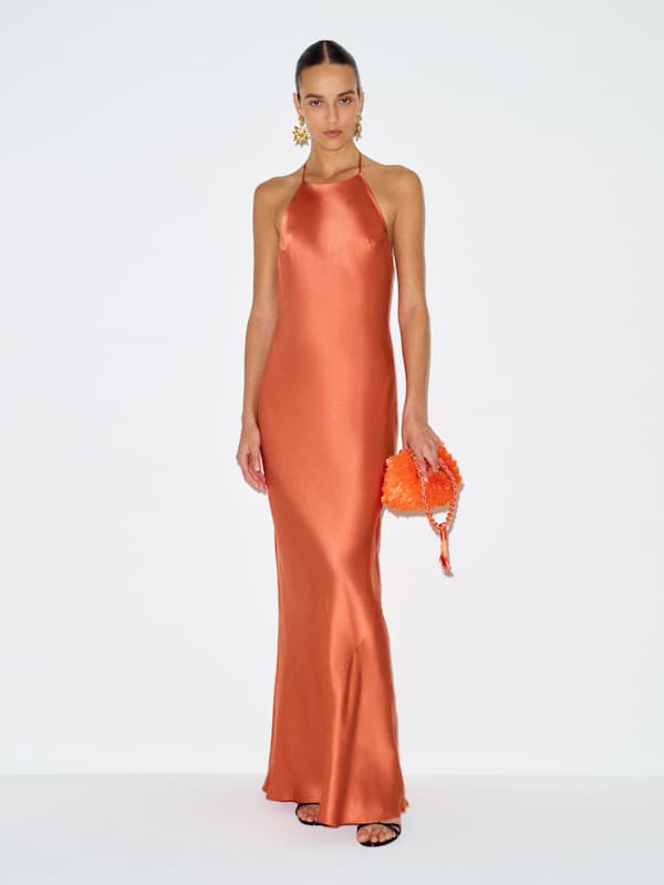 Jeany Silk Dress - Guava