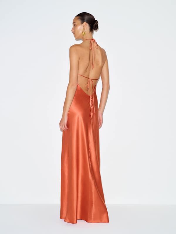Jeany Silk Dress - Guava