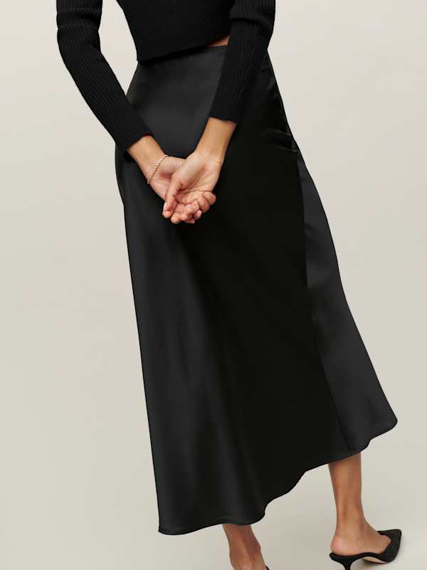 Petites Layla Silk Skirt - Black