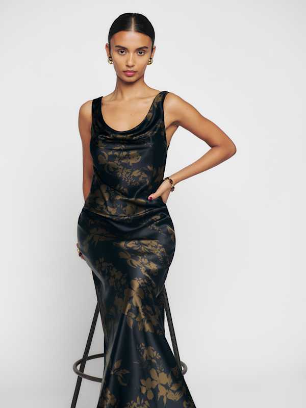 Annabelle Silk Dress - Night Garden