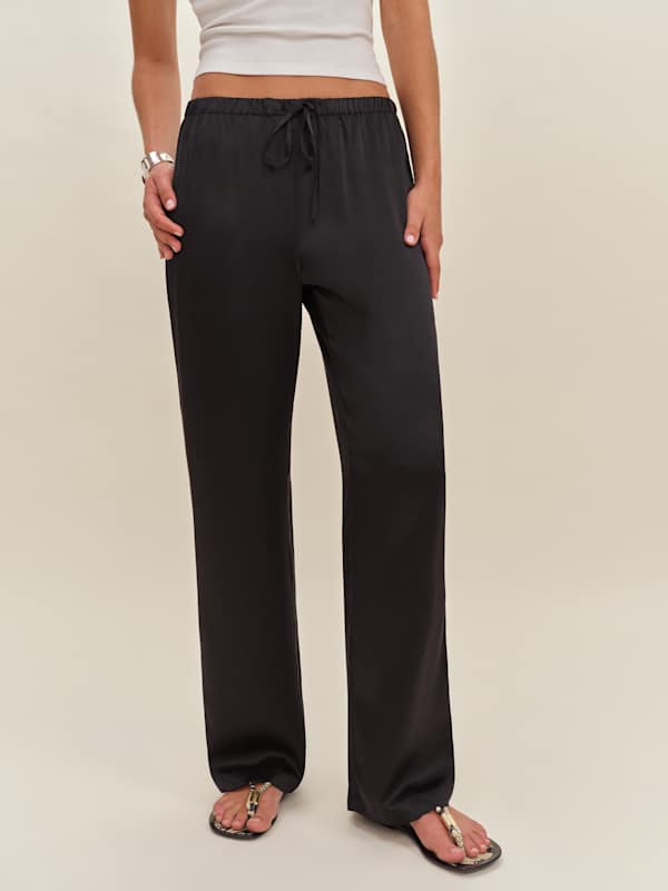 Olina Silk Pant - Black