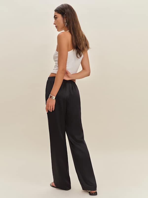 Olina Silk Pant - Black
