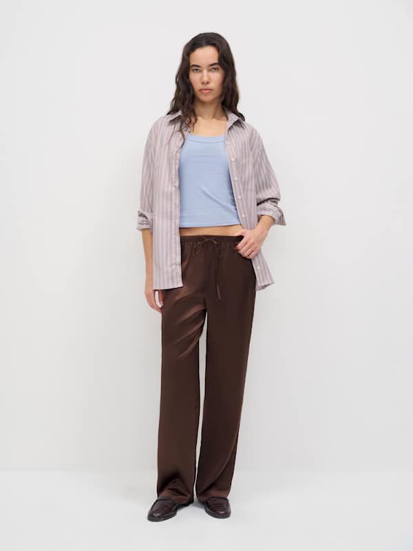 Olina Silk Pant - Cafe