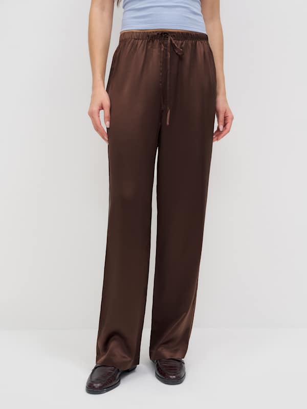 Olina Silk Pant - Cafe