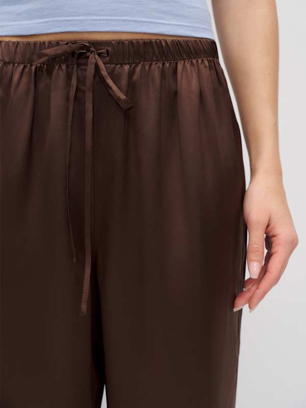 Olina Silk Pant - Cafe