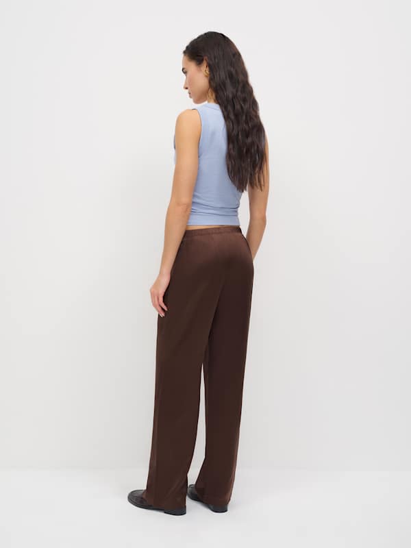 Olina Silk Pant - Cafe