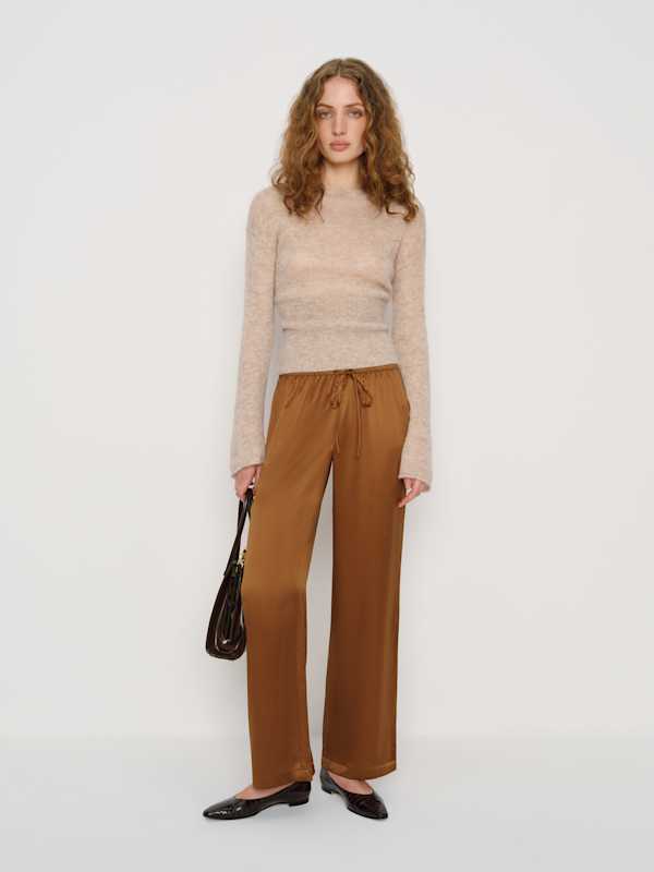 Olina Silk Pant - Toffee