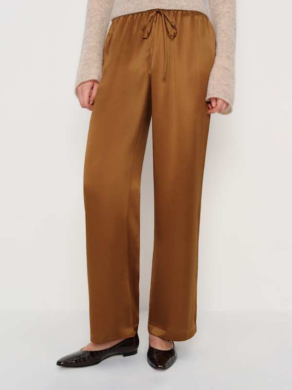 Olina Silk Pant - Toffee