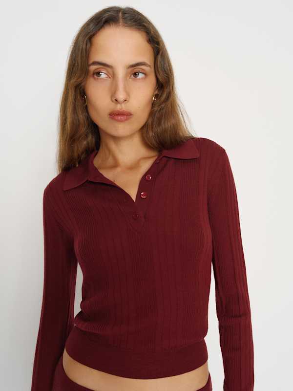 Hermia Regenerative Merino Polo - Chianti