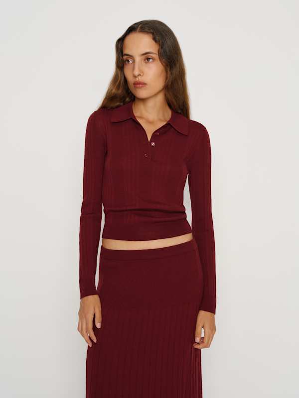 Hermia Regenerative Merino Polo - Chianti