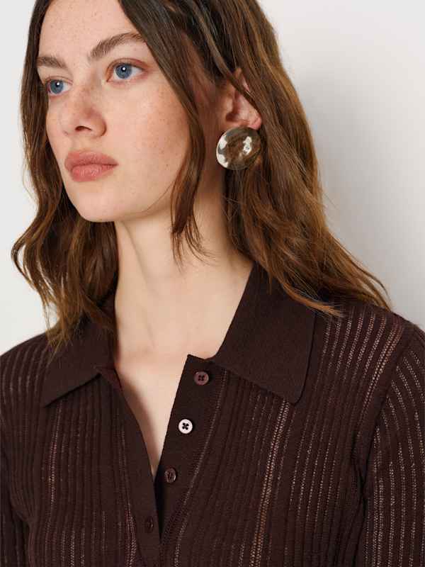 Hermia Regenerative Merino Polo - Mole Sheer Rib