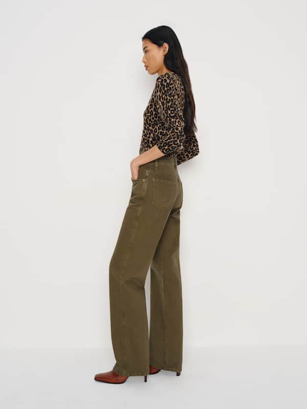 Val 90s Mid Rise Straight Jeans - Vintage Dark Olive