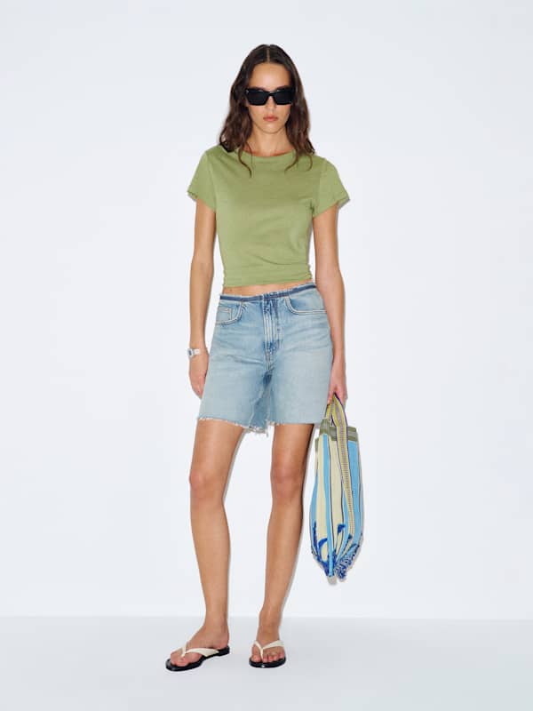 Raye Mid Rise 6&rdquo; Jean Shorts - Allen Removed Waist Band