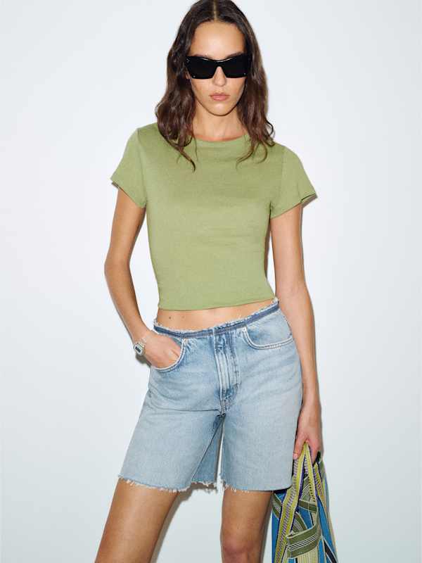 Raye Mid Rise 6&rdquo; Jean Shorts - Allen Removed Waist Band