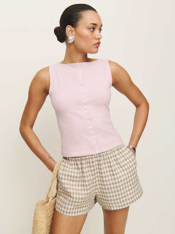 Mila Linen Short - Dunes Check