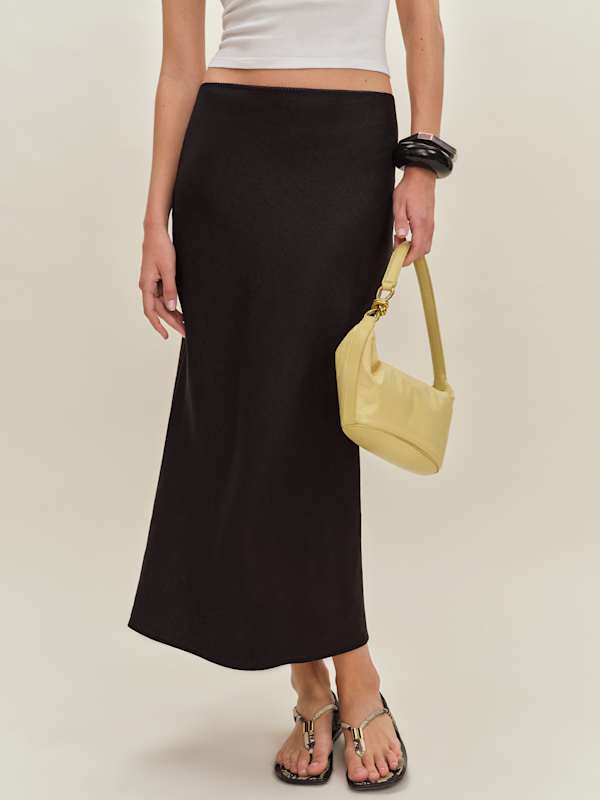 Layla Linen Skirt - Black