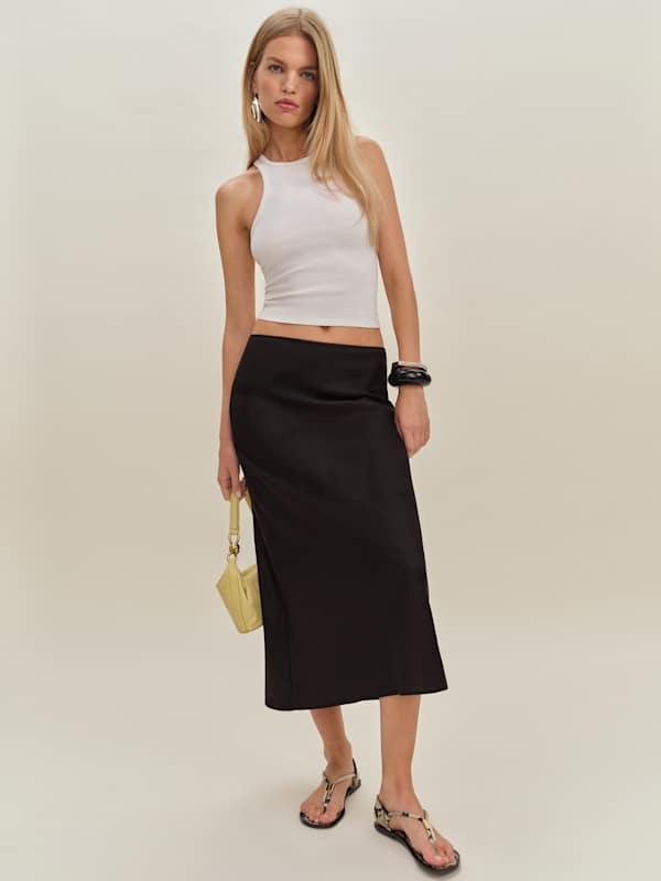 Layla Linen Skirt - Black