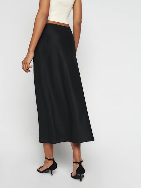 Petites Layla Linen Skirt - Black