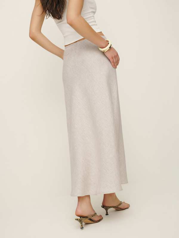 Petites Layla Linen Skirt - Oatmeal