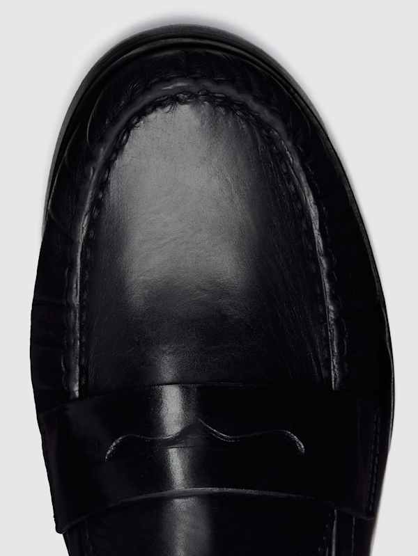 Ani Ruched Loafer - Black Leather