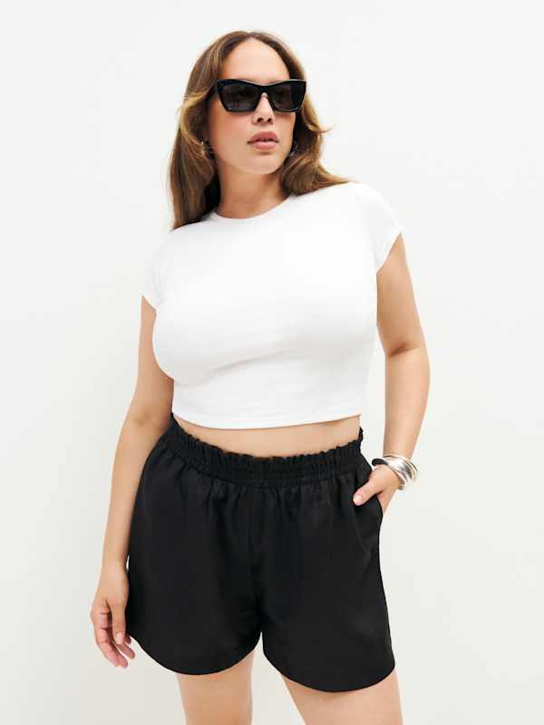 Mila Linen Short Es - Black