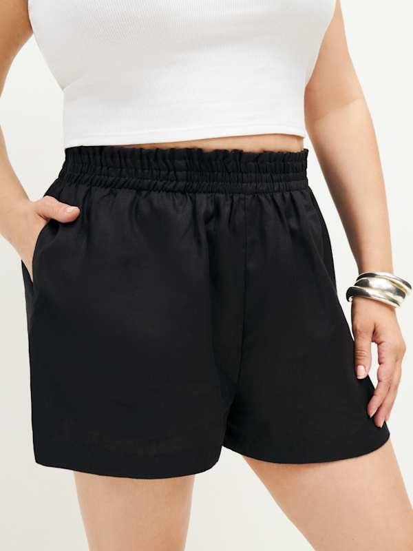 Mila Linen Short Es - Black