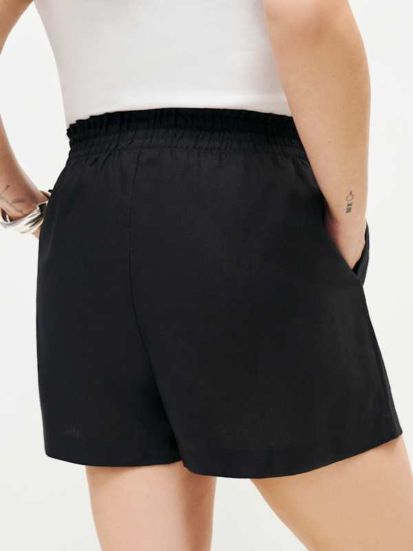 Mila Linen Short Es - Black