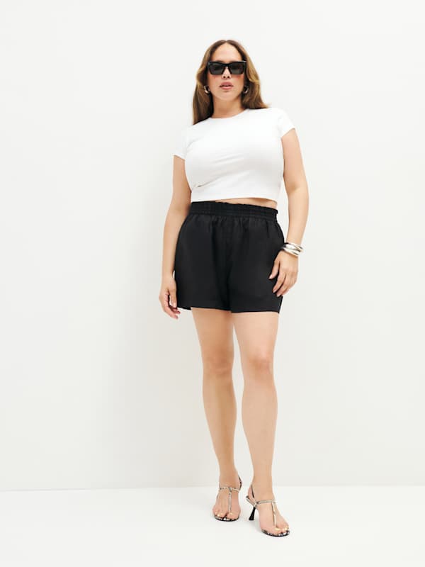 Mila Linen Short Es - Black