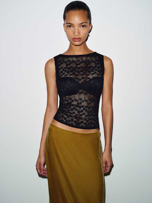 Dusk Knit Top - Black Lace