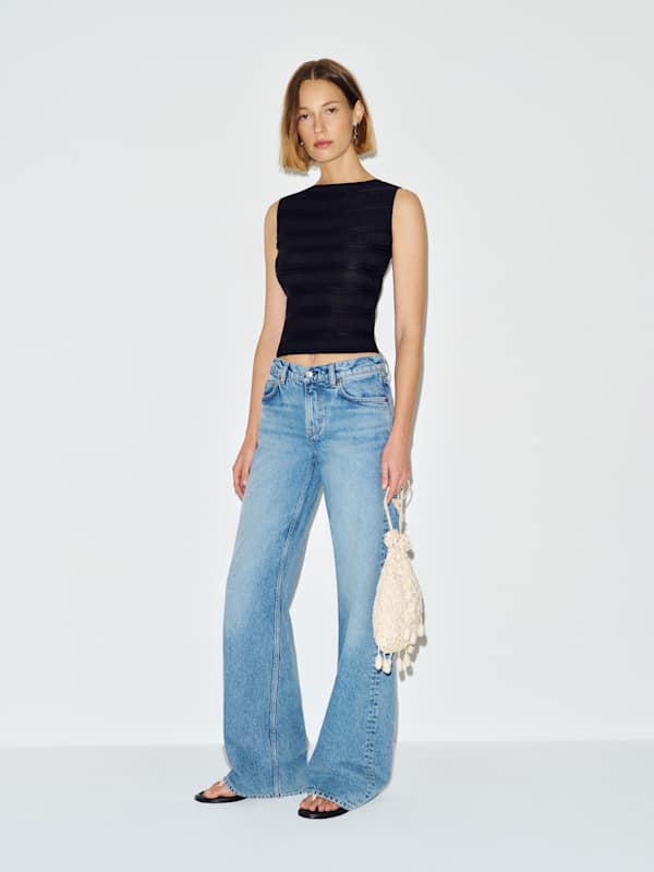 Dusk Knit Top - Black Sheer Stripe