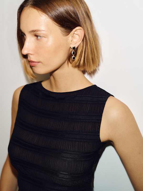 Dusk Knit Top - Black Sheer Stripe